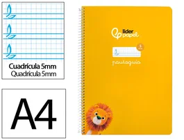 Liderpapel Cuaderno Espiral Pautaguía A4 Tapa Blanda 80 Hojas 75gr Cuadro Pautado 5mm Color Amarillo