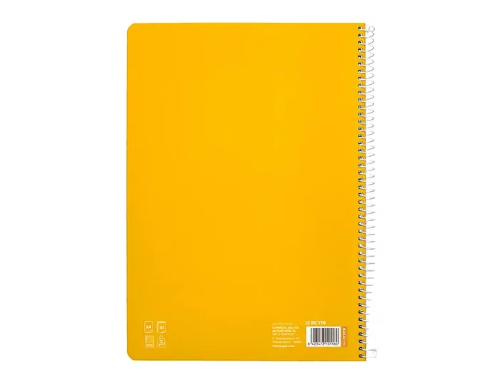 Liderpapel Cuaderno Espiral Pautaguía A4 Tapa Blanda 80 Hojas 75gr Cuadro Pautado 5mm Color Amarillo