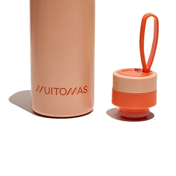 Muitomas WBOTTLELC500PF Botella Térmica Acero Inoxidable, 500 ml, Color Durazno, A Prueba de Fugas, con Asa de Transporte y Correa de Silicona
