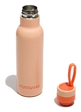 Muitomas WBOTTLELC500PF Botella Térmica Acero Inoxidable, 500 ml, Color Durazno, A Prueba de Fugas, con Asa de Transporte y Correa de Silicona