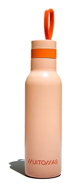 Muitomas WBOTTLELC500PF Botella Térmica Acero Inoxidable, 500 ml, Color Durazno, A Prueba de Fugas, con Asa de Transporte y Correa de Silicona