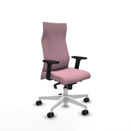 PIQUERAS Y CRESPO Sillón Albacete con Mecanismo Sincro, Tela Rosa y Base Blanca