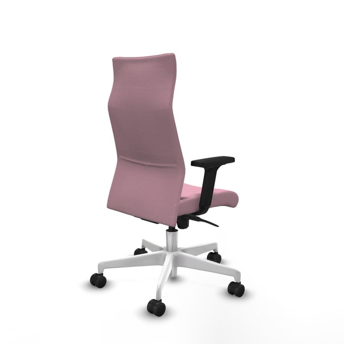 PIQUERAS Y CRESPO Sillón Albacete con Mecanismo Sincro, Tela Rosa y Base Blanca