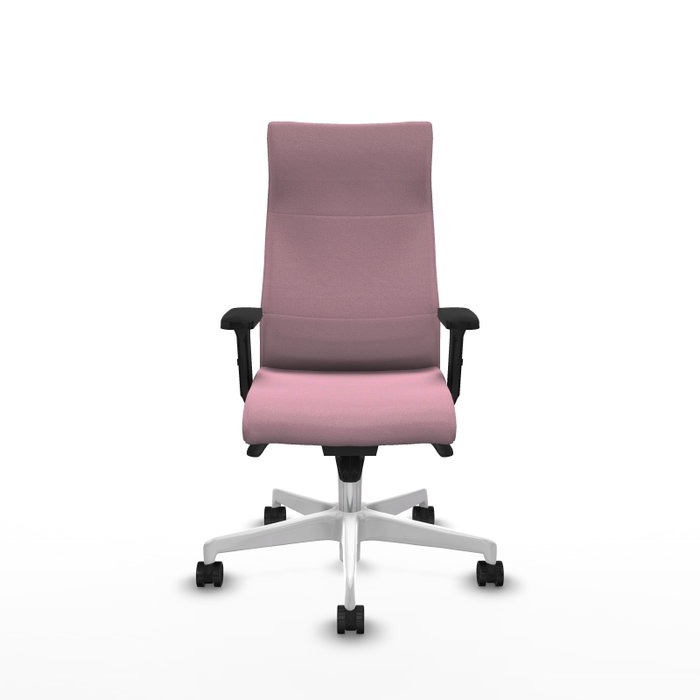PIQUERAS Y CRESPO Sillón Albacete con Mecanismo Sincro, Tela Rosa y Base Blanca