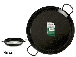 La Dehesa Paellera Esmaltada Acero Negro 46 cm 12 Raciones Apta Gas Horno Leña (Set de 4)