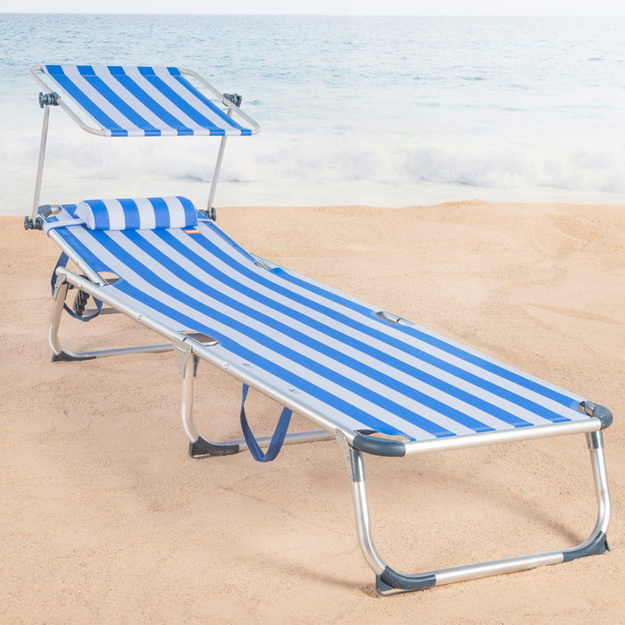 Aktive Tumbona Plegable de Aluminio con Parasol 186x49x30cm