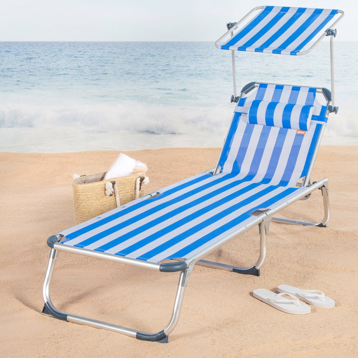 Aktive Tumbona Plegable de Aluminio con Parasol 186x49x30cm
