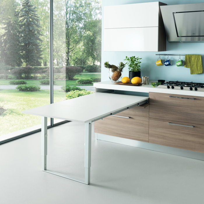 Emuca Guías para mesa extensible Party, Aluminio, Anodizado inox