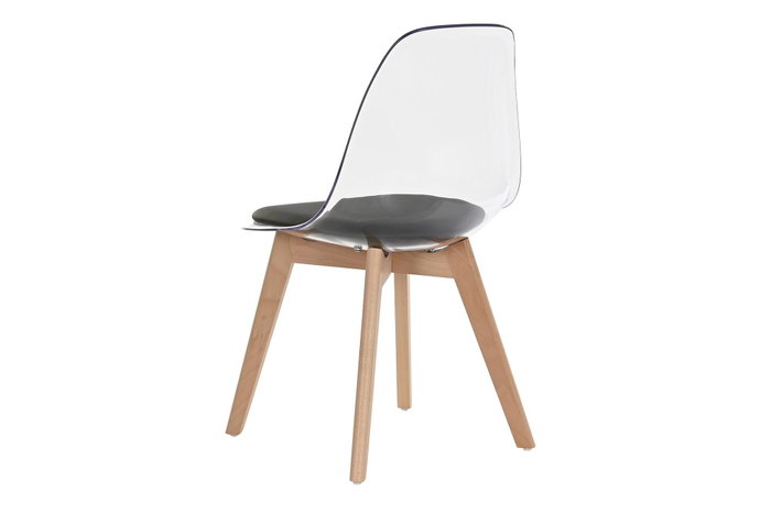 DKD Home Decor Silla de Policarbonato y Madera Tapizada Negra