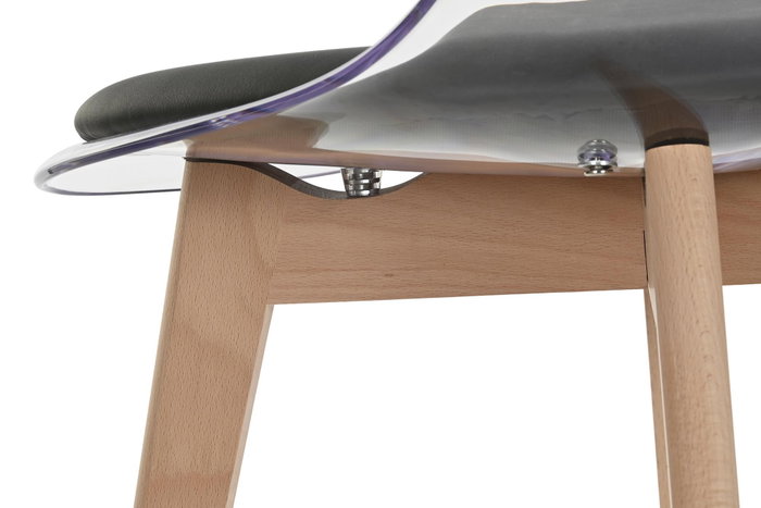 DKD Home Decor Silla de Policarbonato y Madera Tapizada Negra