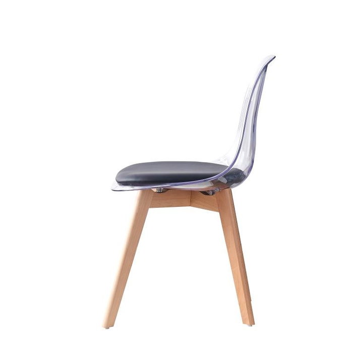 DKD Home Decor Silla de Policarbonato y Madera Tapizada Negra