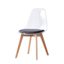 DKD Home Decor Silla de Policarbonato y Madera Tapizada Negra