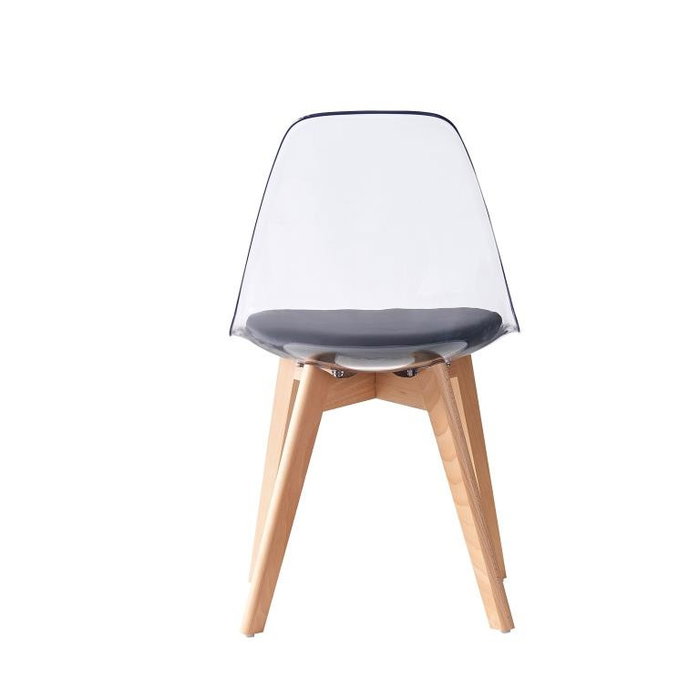 DKD Home Decor Silla de Policarbonato y Madera Tapizada Negra