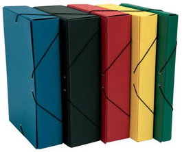 Mariola Caja De Proyectos Cartón Forrado Geltex Armada Cierre Goma Lomo 5 cm Azul