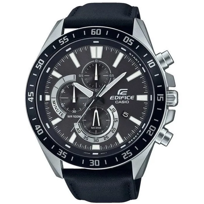 Casio EDIFICE Reloj de Cuero Genuino Negro