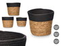 Giftdecor Set de 3 Cestos Redondos de Esparto, Altura 19 cm, Color Negro y Natural, 22x22 cm (Set de 6)