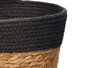 Giftdecor Set de 3 Cestos Redondos de Esparto, Altura 19 cm, Color Negro y Natural, 22x22 cm (Set de 6)