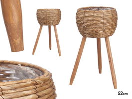 Ibergarden Macetero Oscuro con Patas, 52 cm de Alto, Material de Fibra Natural y Plástico, Color Marrón, Dimensiones 37x32 cm (Set de 4)