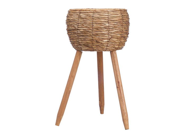 Ibergarden Macetero Oscuro con Patas, 52 cm de Alto, Material de Fibra Natural y Plástico, Color Marrón, Dimensiones 37x32 cm (Set de 4)