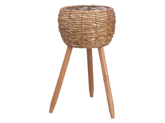 Ibergarden Macetero Oscuro con Patas, 52 cm de Alto, Material de Fibra Natural y Plástico, Color Marrón, Dimensiones 37x32 cm (Set de 4)