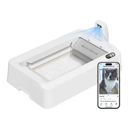 Petkit Purobot Crystal DUO-EU - Arenero Automático para Gatos, Blanco, Plástico, Fácil de Limpiar