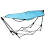 Basics Hamaca Plegable con Soporte de Metal Gris, 240 x 80 x 75 cm, Tela Poliéster Azul, Capacidad 120 kg, Incluye Bolsa de Transporte