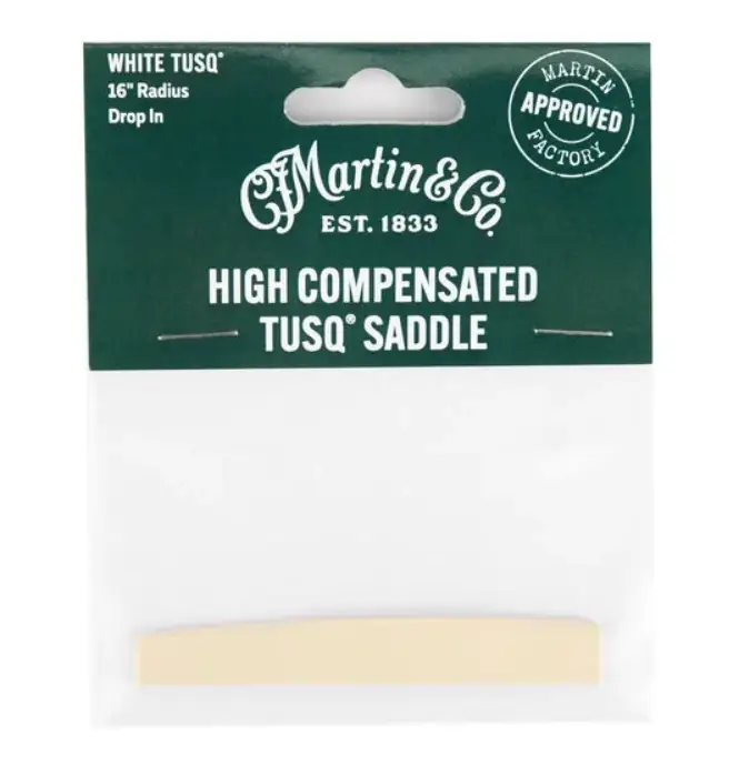 MARTIN Genuine Parts Ceja de Puente Hueso Saddle TUSQ Compensada Alta para Guitarras con Electronica 2.9" - Martin Original Parts