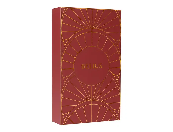 Belius Bolígrafo y Estuche Soirée Art Deco Granate y Dorado Tinta Azul Caja de Diseño