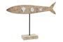 DKD Home Decor Figura Pez en Mango y Aluminio Natural Marrón