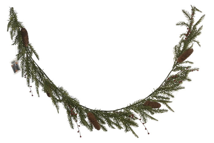 DKD Home Decor Guirnalda Navidad Led Pvc Verde Marron 35 Leds Piñas 2 x 200 cm (2 Unidades)