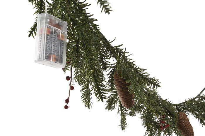 DKD Home Decor Guirnalda Navidad Led Pvc Verde Marron 35 Leds Piñas 2 x 200 cm (2 Unidades)