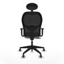 Silla de oficina Alocén con mecanismo Sincro tapizada con Tela color Gris claro y malla color Negro. Equipada con lumbar 1D, Brazos 1D, Cabecero Fijo y Ruedas 65 mm parqué