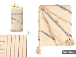 Giftdecor Multiusos Iris Bordado Gris, Tela de Algodón 100%, 120 x 150 cm (Set de 12)