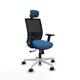 PIQUERAS Y CRESPO Silla de oficina Yunquera con mecanismo Sincro, Azul claro y Negro