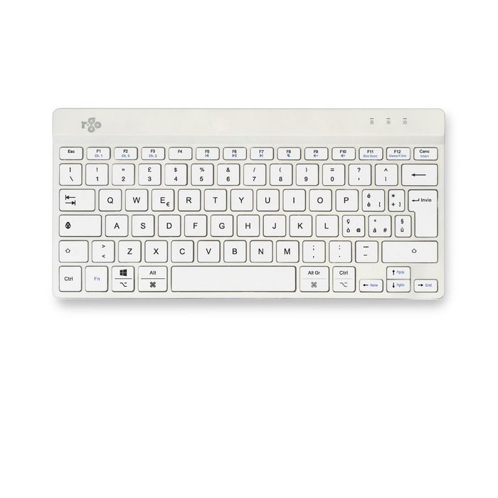 R-Go Tools Teclado Compacto Ergonómico R-Go Compact Break, QWERTY (IT), Bluetooth, Blanco, Software de Descanso Integrado
