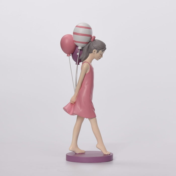 DKD Home Decor Figura Resina Chica Globos Rosa y Malva 7x11x27 cm
