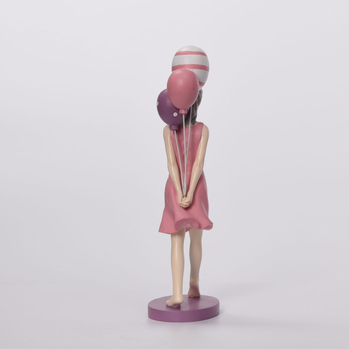 DKD Home Decor Figura Resina Chica Globos Rosa y Malva 7x11x27 cm