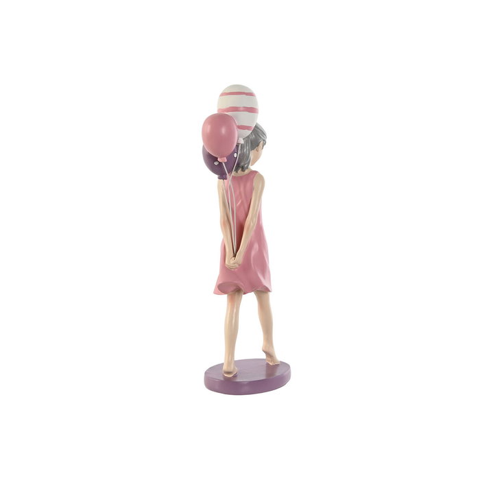 DKD Home Decor Figura Resina Chica Globos Rosa y Malva 7x11x27 cm