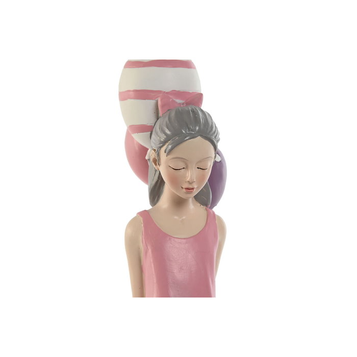 DKD Home Decor Figura Resina Chica Globos Rosa y Malva 7x11x27 cm