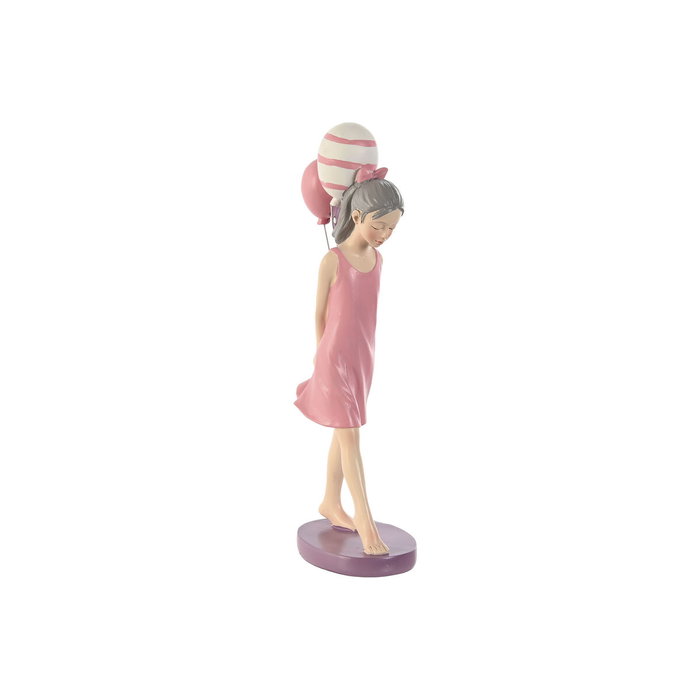 DKD Home Decor Figura Resina Chica Globos Rosa y Malva 7x11x27 cm