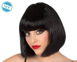 Peluca corta negra con flequillo