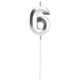 Party Time Vela Aniversario Cifra 6 Plata Party Time