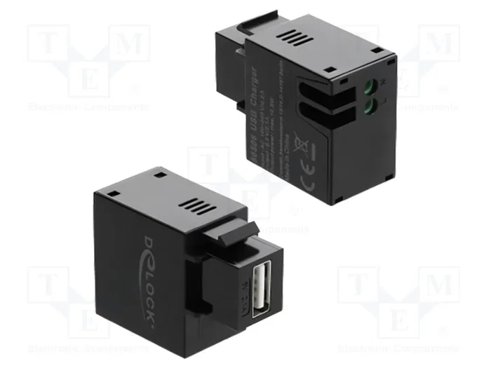 DeLOCK 86506 Módulo Keystone con puerto de carga USB Tipo-A 10,5 W negro
