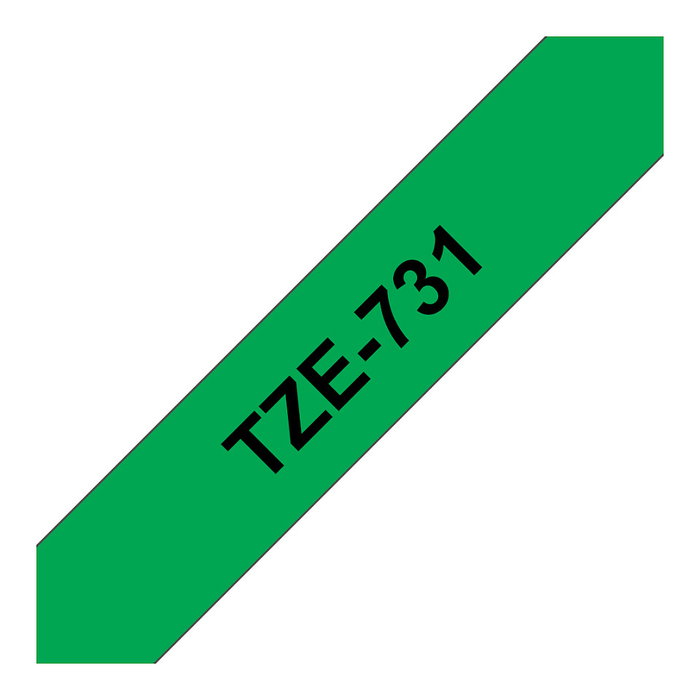 Brother TZe-731 Cinta laminada 12mm Negro sobre Verde