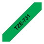 Brother TZe-731 Cinta laminada 12mm Negro sobre Verde