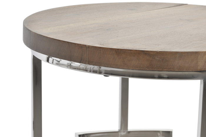 DKD Home Decor Set de 3 Mesitas Auxiliares de Mango y Acero