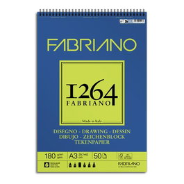 Fabriano Bloc de Dibujo 1264 Drawing con Espiral Grano Natural A3 180g 50h