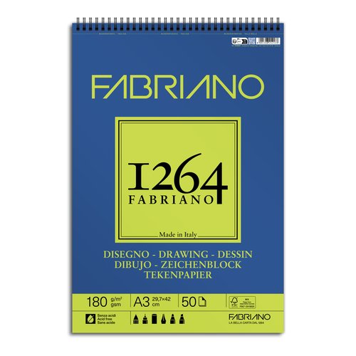 Fabriano Bloc de Dibujo 1264 Drawing con Espiral Grano Natural A3 180g 50h Fabriano Bloc de Dibujo 1264 Drawing con Espiral Grano Natural A3 180g 50h