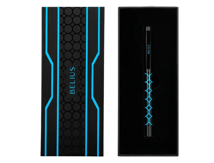 Belius Bolígrafo Legacy Aluminio Diseño Círculos Azul Cuerpo Negro Tinta Azul Caja Diseño