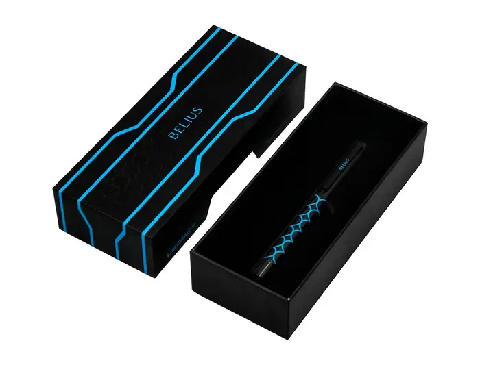 Belius Bolígrafo Legacy Aluminio Diseño Círculos Azul Cuerpo Negro Tinta Azul Caja Diseño